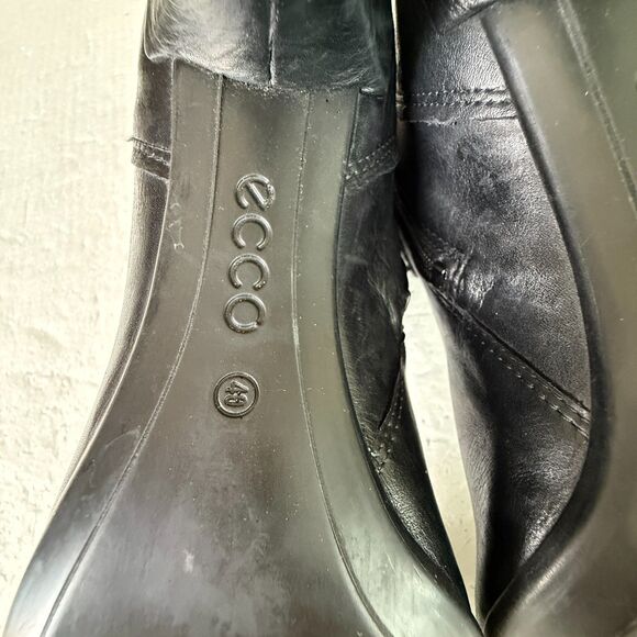 Size 40 / 9 - 9.5 - Ecco Shape Stiletto 75 Sleek Black Leather Booties Studded - Picture 8 of 10